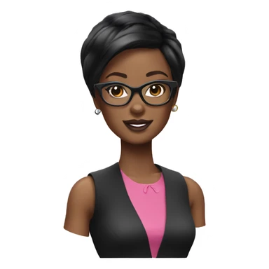 A black Barbie with  short black hair with white glasses  sticker