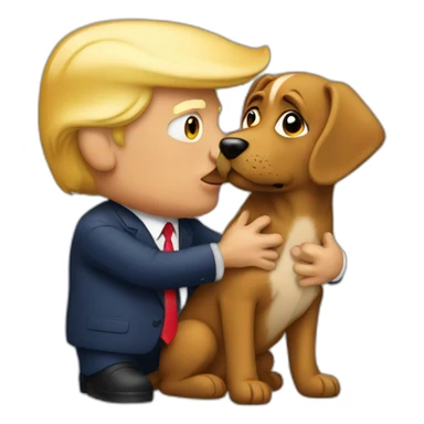 trump kissing a dog sticker
