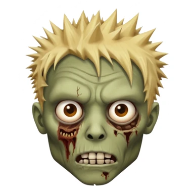 zombie face with spiky hair with blonde patch on the left and make him brownskin sticker