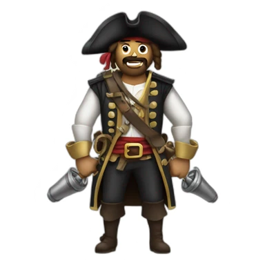 Pirate with cannons for arms sticker