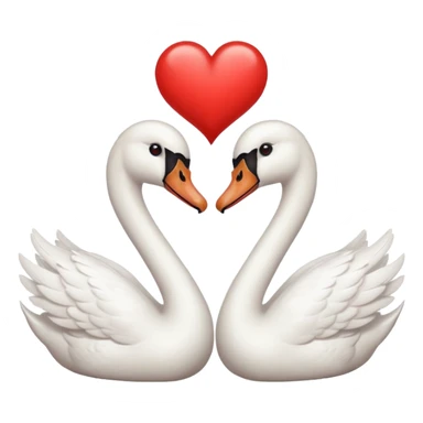 swan couple facing each other, small red heart above sticker