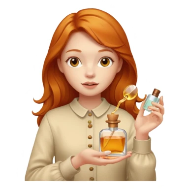 Ginger cute girl in autumn and she has perfume in her hand sticker