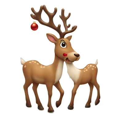 Christmas reindeer playing with other reindeer sticker