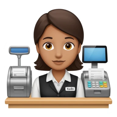cashier behind the register sticker