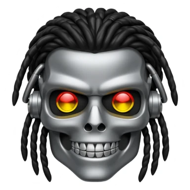 smiling black rasta terminator silver sticker