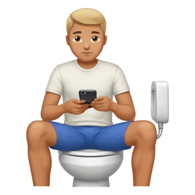 Man on toilet playing on phone sticker