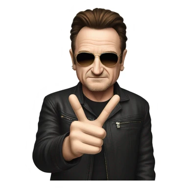 Bono doing peace sign sticker