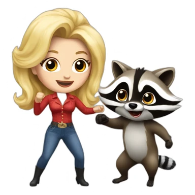 Dolly Parton fighting a raccoon sticker