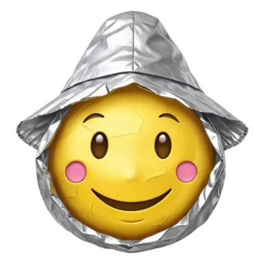 Yellow emoji smiley face wearing homemade tinfoil hat sticker