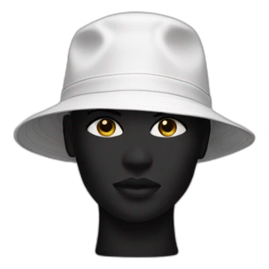white mannequin wearing black bucket hat sticker