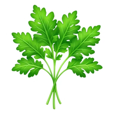 Cinematic Realistic Parsley Emoji, Fresh and vibrant, with bright green, frilly leaves that seem to shimmer with vitality. The plant exudes a sense of healthy growth and aromatic zest, inviting both beauty and flavor into any dish. Soft glowing outline, capturing the essence of freshness, health, and culinary delight in a sprig of parsley! sticker