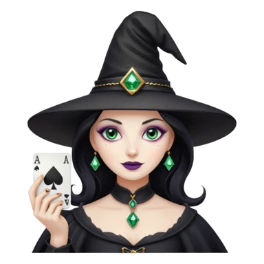 Glitter Black Hat of Witch Copas Symbol of Card sticker