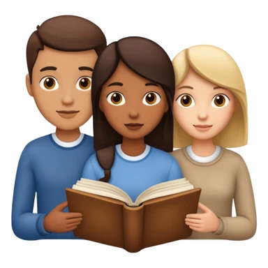 group of three figures inside a book sticker