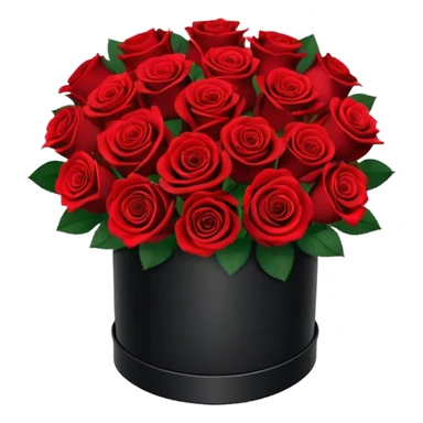 bouquet of 15 red roses in a round black box  sticker