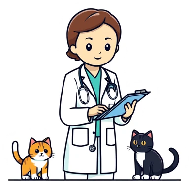 veterinarian examining a cat sticker