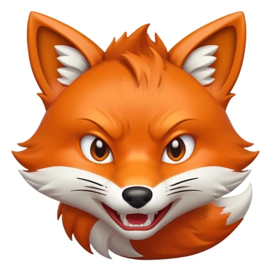A 2D cartoon fox emoji with an angry expression, showing teeth and furrowed brows sticker