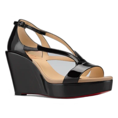 Platform wedges black patent louboutin sandal sticker