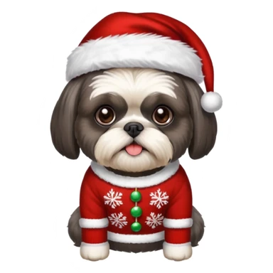 BLACK SILVER SHIH TZU WITH CHRISTMAS SWEATER AND HAT sticker