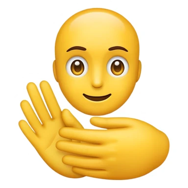 classic yellow emoji face with neutral or serious expression holding out a hand in a no permission gesture sticker