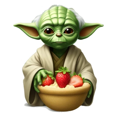 yoda with strawberry in his had sticker