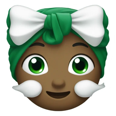 A dark green heary with a white bow sticker