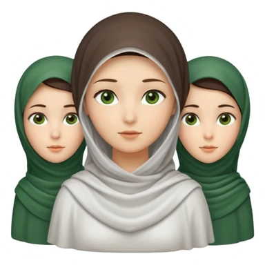 Three veiled girls, one of whom is tall and slightly brunette and has a slightly elongated face, the other is short, her face is oval and she has small eyes, her face is wheat to white, and the last one has an oval face and has beautiful green eyes. sticker
