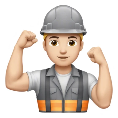 Worker with grey hard hat arm flex sticker