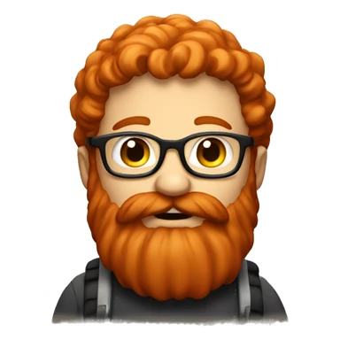 A bold guy with a red full beard learning something with an iPad in h sticker