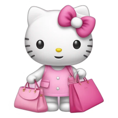 hello kitty carrying a pink purse and going shopping sticker