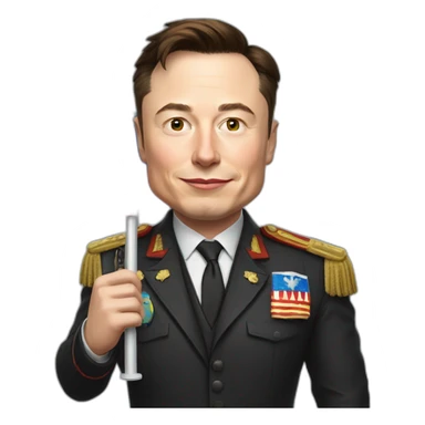 Elon Musk with a Russian flag in his hand sticker