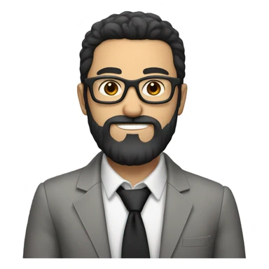 White guy with balck beard and glasses with black hair sticker