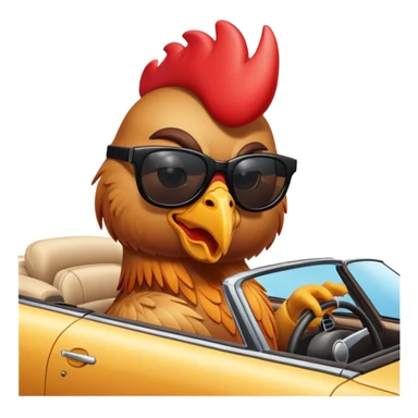 rooster in a convertible car sticker