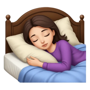 Brunette girl in Cozy bed sleeping, pretty eyelashes, light skin sticker