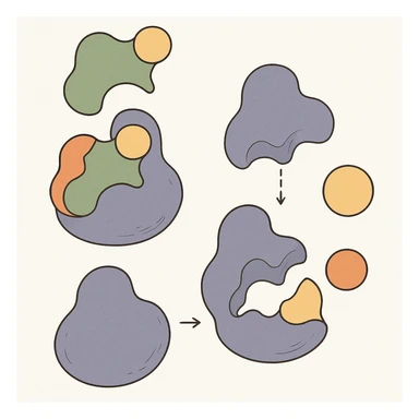 Ultra-detailed scientific illustration  (like in a school book) of enzyme digestion. Macro molecular view, clean white background, no text, no human figures or cartoon characters. Purely biological focus. sticker