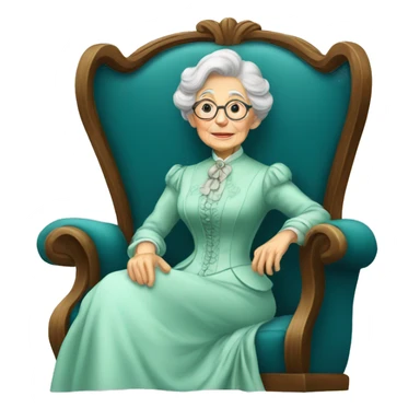 Elegant old lady sit in Victorian chair sticker