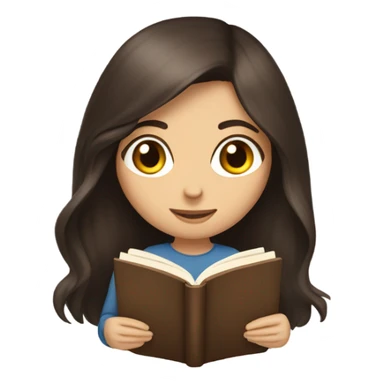 Dark brown hair brown eyes long hair white woman reading a book sticker