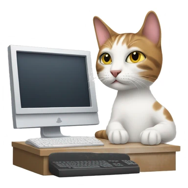 cat and computer monitor sticker
