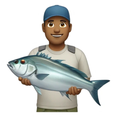 Fisherman with Giants trevally sticker