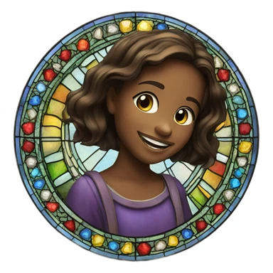 smiling girls in stained glass sticker