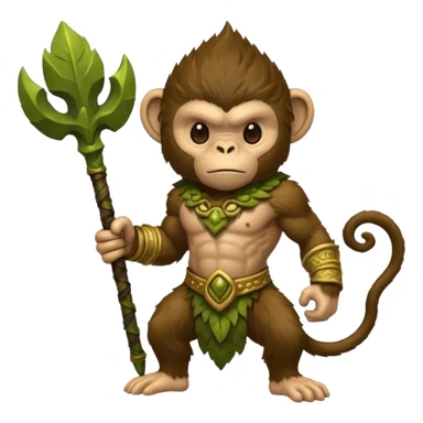 earth elemental monkey warior with moss green and brown furr sticker