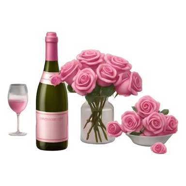 Hyper Realistic Romantic candlelit date,  pink roses with bottle of wine  sticker