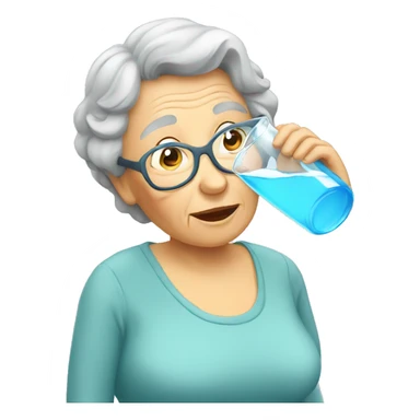 grandma drinking water sweating sticker