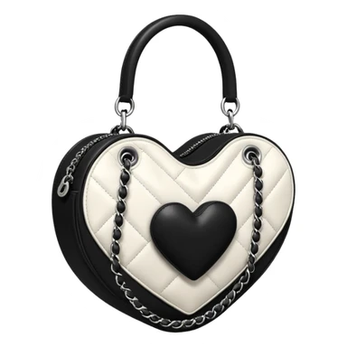 chanel white and black heart shape bag sticker