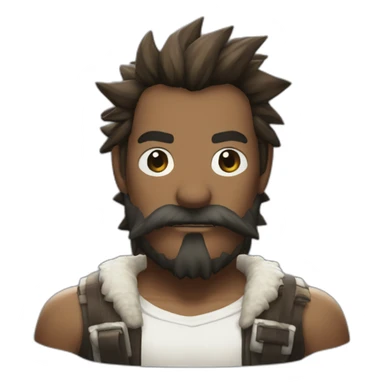 Cloud from Final fantasy 7 with a brown beard sticker