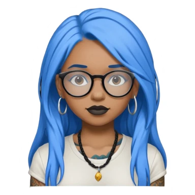 Tattooed & Blue Haired with glasse long hair black girl sticker