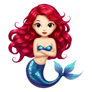 cat mermaid red hi sticker