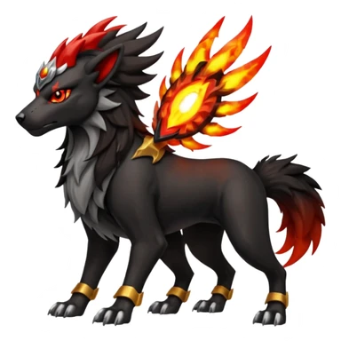 Futuristic volcanic elemental badass cool tough evil Houndoom-Entei-Houndour-Genesect-Pokémon-Fakémon-hybrid-creature sticker