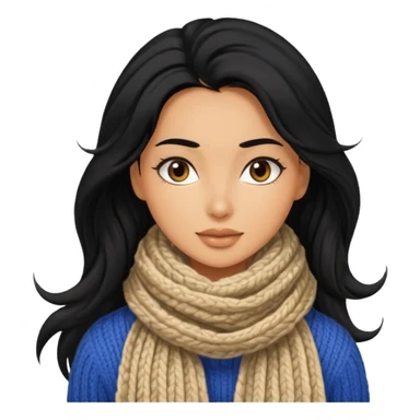 A black hair stylish woman in a long and knitted scarf, hair flowing in the winter breeze. sticker