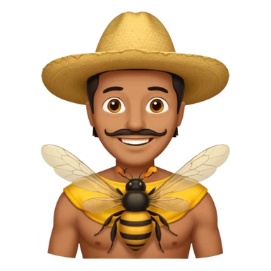 cabeza de señor mexicano, viejo, agregale un cuerpo de abeja, el pelo del señor hazlo oscuro sticker