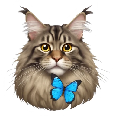 Maine Coon with a stupid face and butterfly on his mouth  sticker